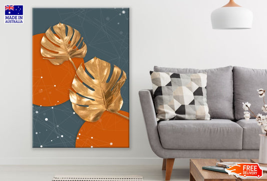 Gold Leaves Abstract Design Print 100% Australian Made