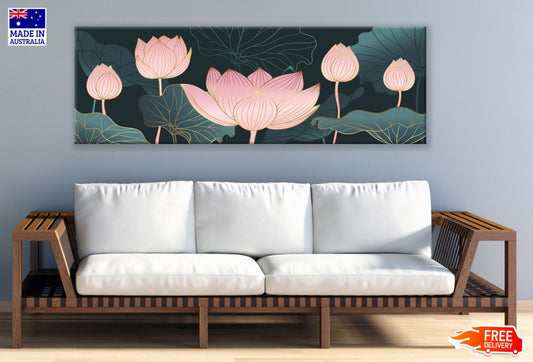 Panoramic Canvas Floral Abstract Art High Quality 100% Australian Made Wall Canvas Print Ready to Hang