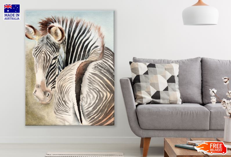 Zebra Watercolor Painting Print 100% Australian Made