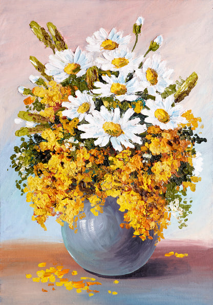Colorful Flower Vase Oil Painting Print 100% Australian Made