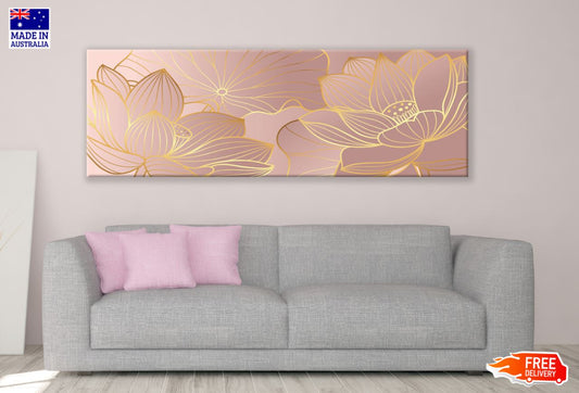 Panoramic Canvas Floral Abstract Art High Quality 100% Australian Made Wall Canvas Print Ready to Hang