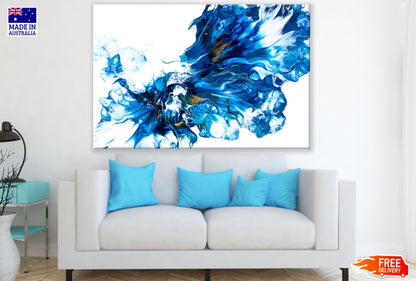 Blue & Gold Abstract Paint Design Print 100% Australian Made