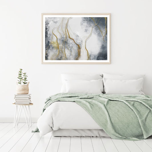 Grey & Gold Abstract Design Home Decor Premium Quality Poster Print Choose Your Sizes