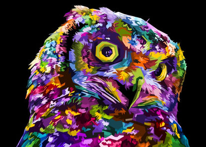 Colorful Abstract Owl Face Design Print 100% Australian Made