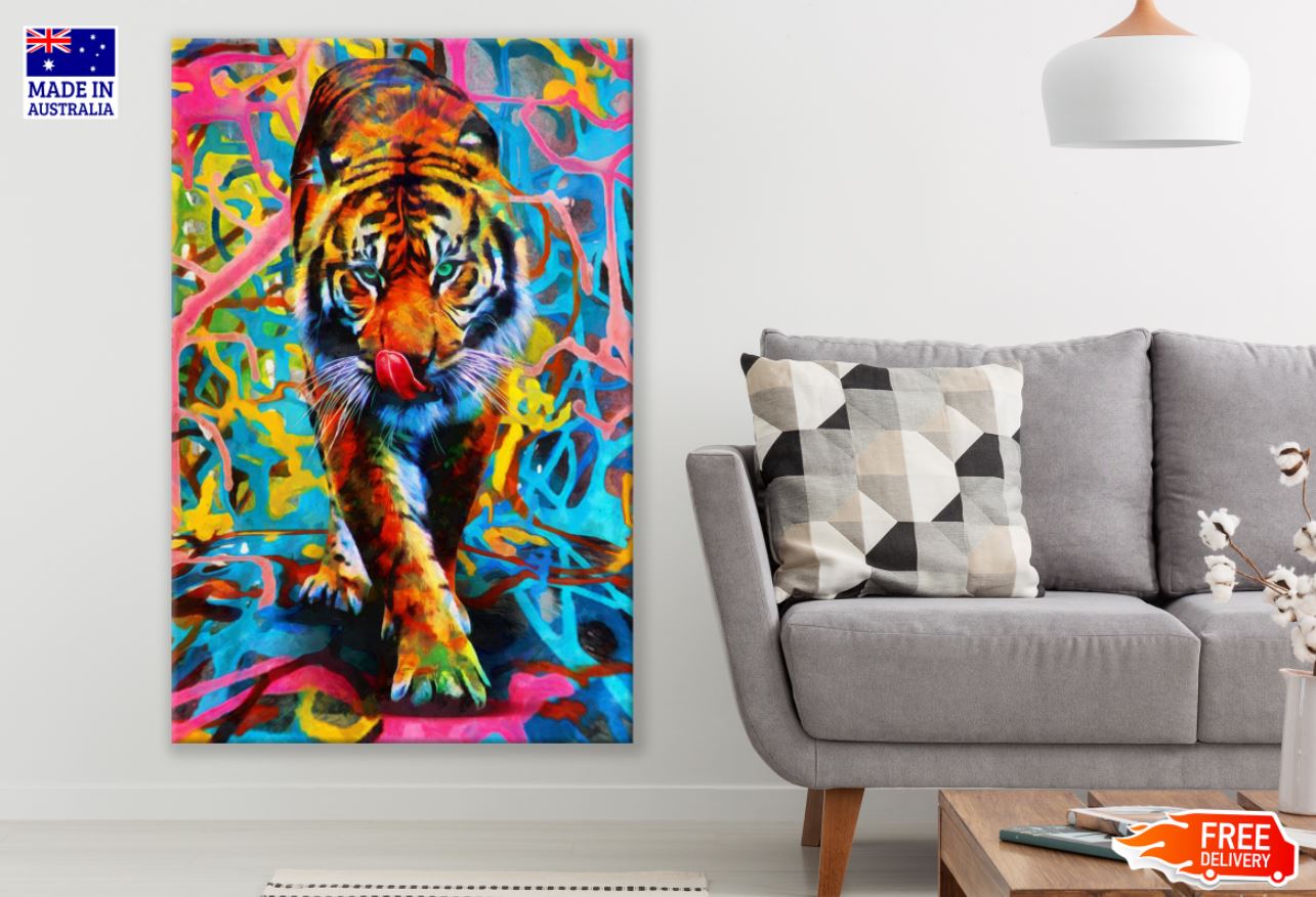 Colorful Tiger Oil Painting Print 100% Australian Made