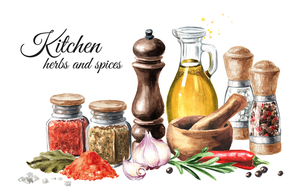 Kitchen Herbs & Spices Painting Print 100% Australian Made