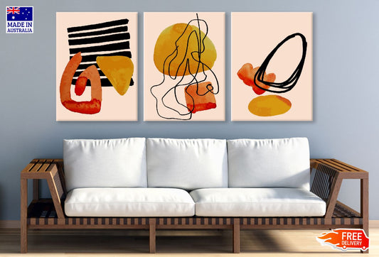 3 Set of Abstract Vector Design High Quality Print 100% Australian Made Wall Canvas Ready to Hang