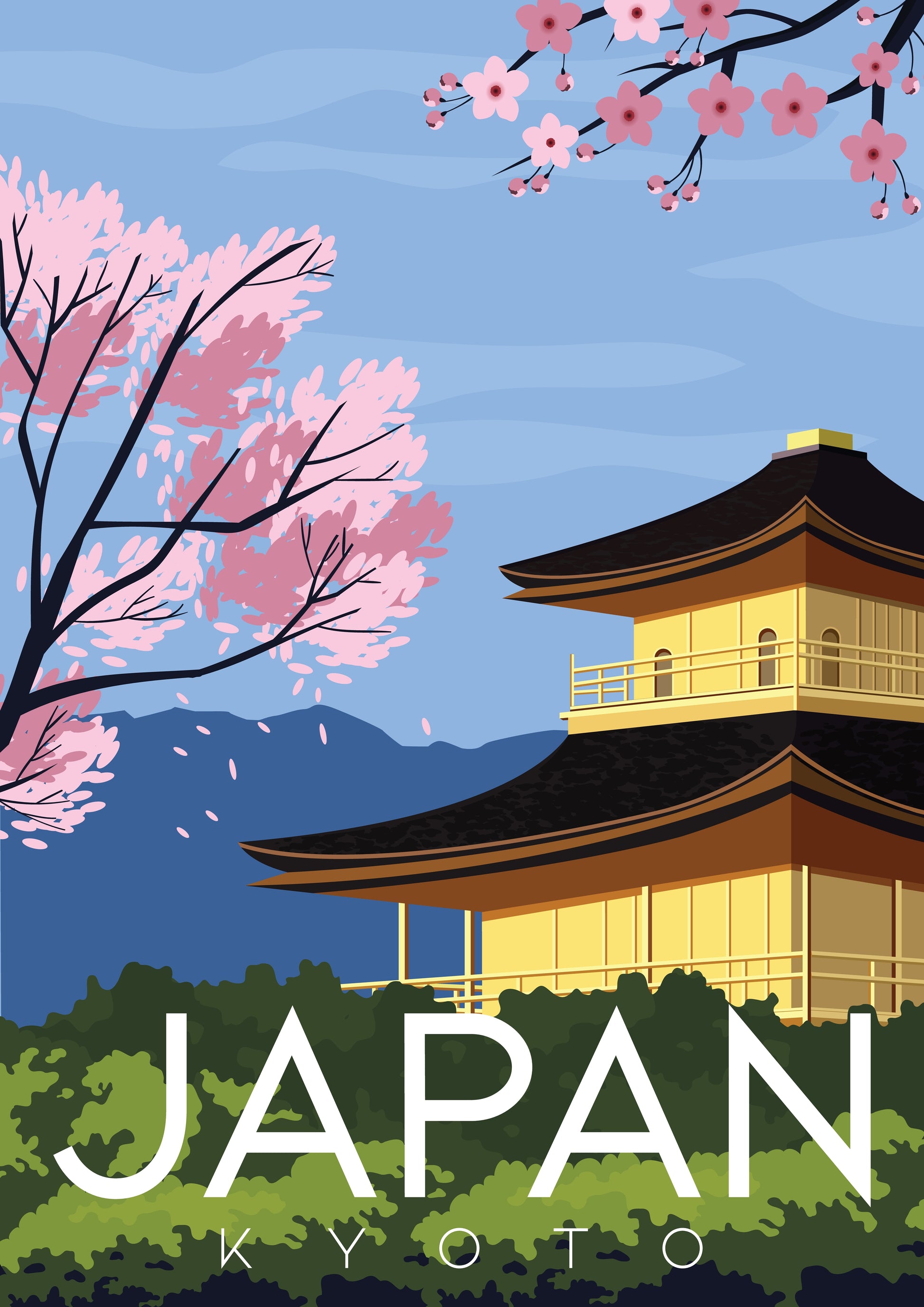 Colorful Castle & Blossom Tree Vector Design Print 100% Australian Made