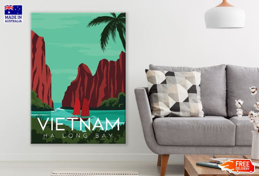 Ha Long Bay in Vietnam Vector Art Print 100% Australian Made