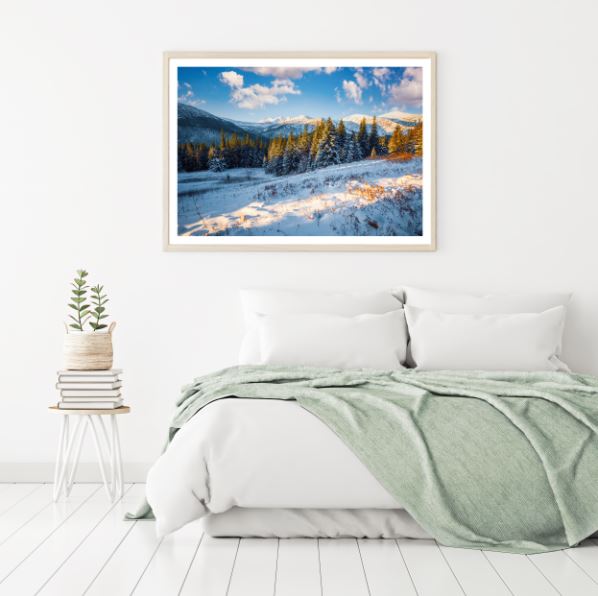 Pine Forest Covered with Snow Photograph Home Decor Premium Quality Poster Print Choose Your Sizes