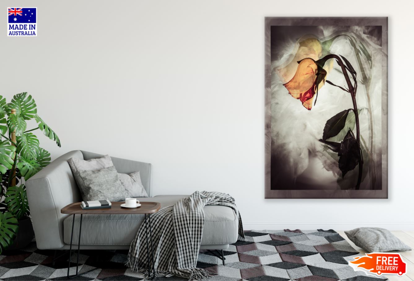 Orange Flower Colorful Painting Print 100% Australian Made