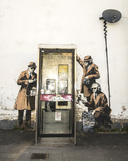 People Near Phone Booth Wall Art Print 100% Australian Made