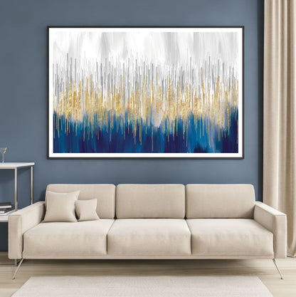 Blue Gold & White Abstract Design Home Decor Premium Quality Poster Print Choose Your Sizes