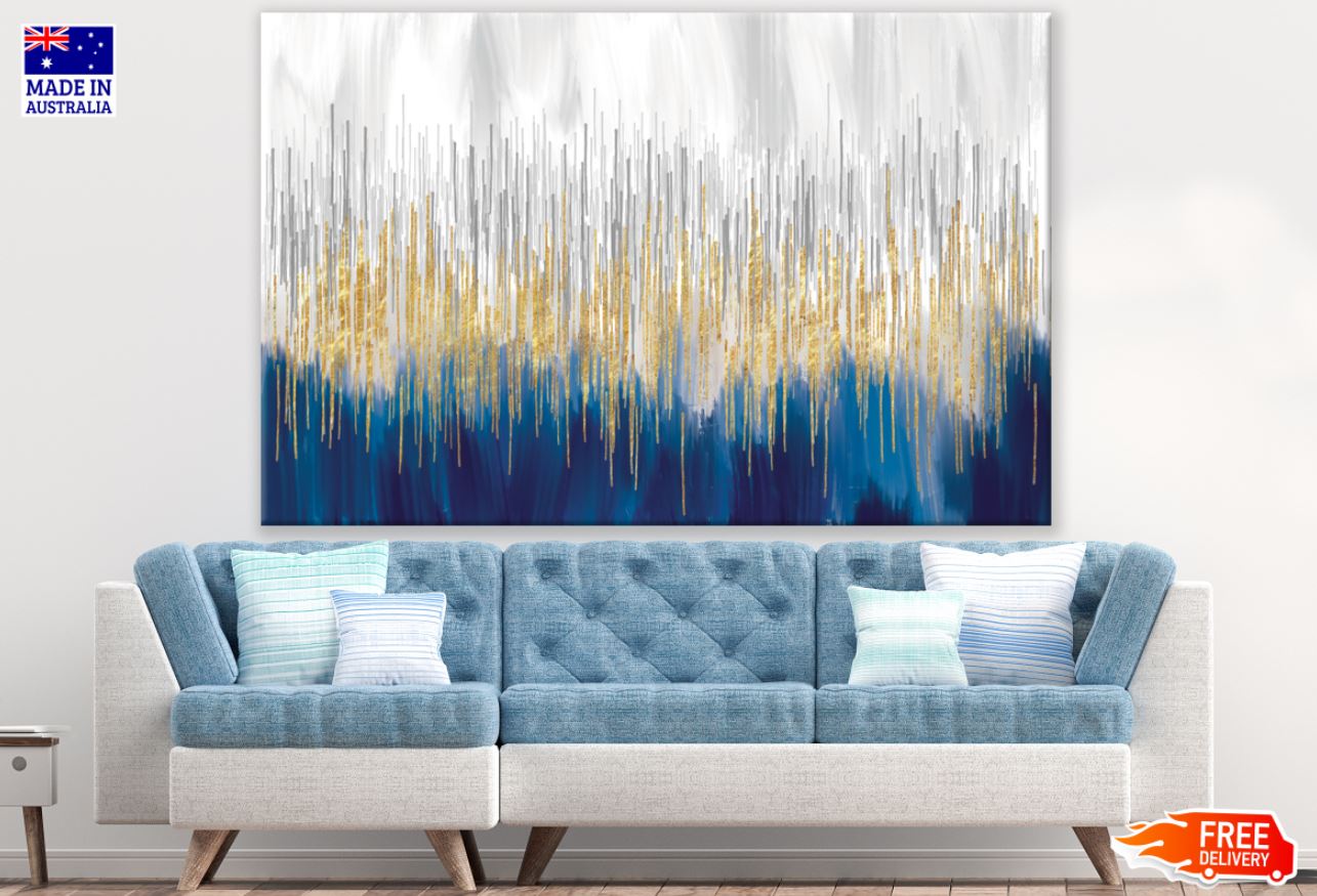 Blue Gold & White Abstract Design Print 100% Australian Made