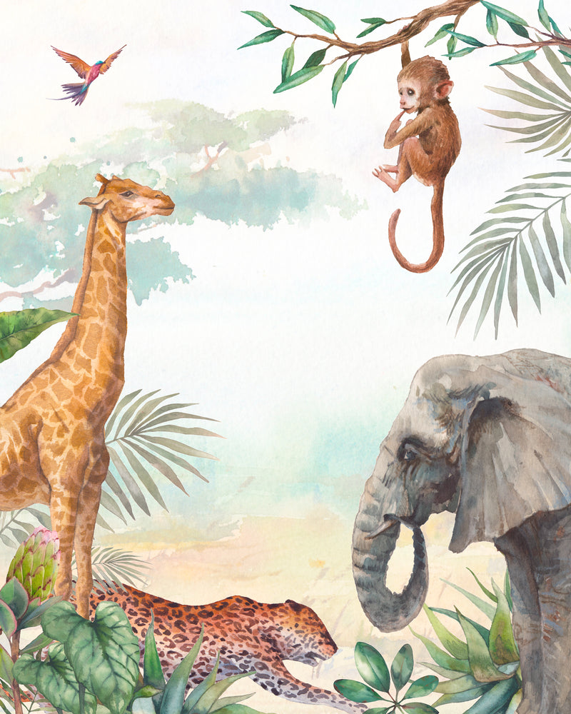 Wild Animals Watercolor Painting Print 100% Australian Made