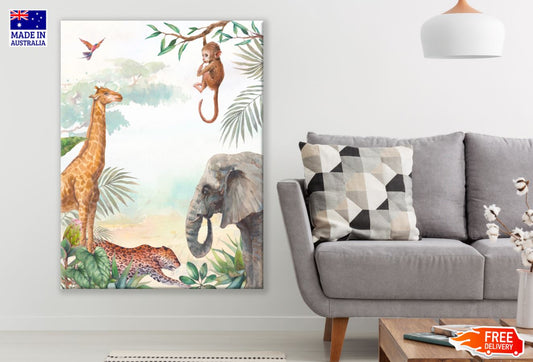 Wild Animals Watercolor Painting Print 100% Australian Made