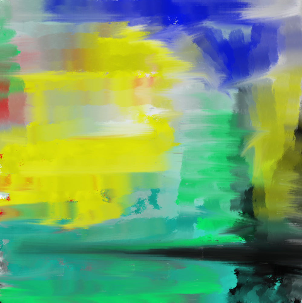Square Canvas Yellow Green & Blue Abstract Design High Quality Print 100% Australian Made
