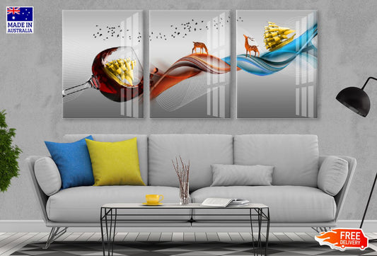 3 Set of Abstract Vector Design High Quality Print 100% Australian Made Wall Canvas Ready to Hang