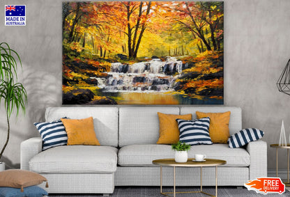 Water Stream in Forest Oil Painting Print 100% Australian Made