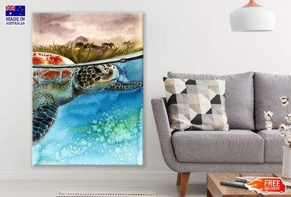 Turtle Under Water Watercolor Painting Print 100% Australian Made