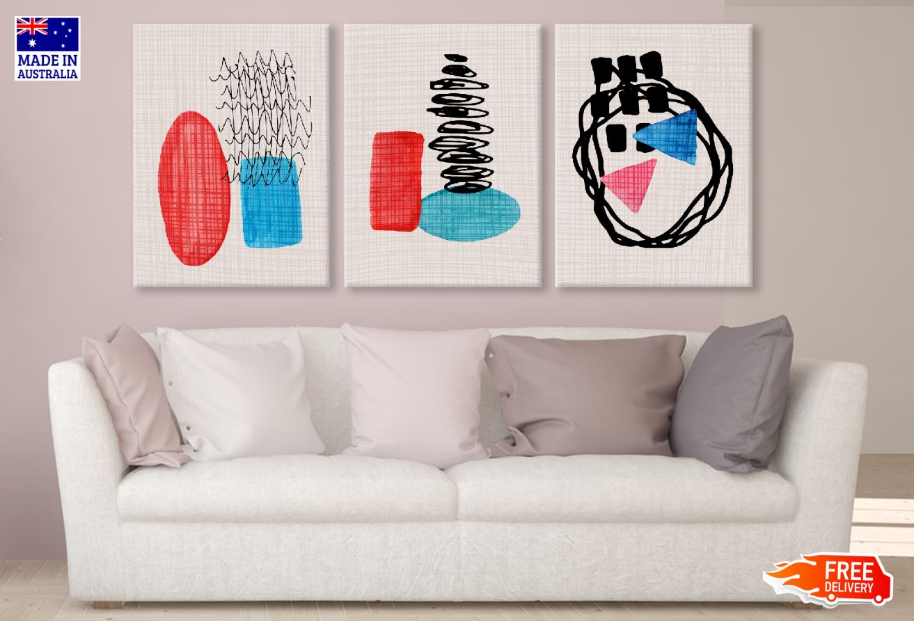 3 Set of Abstract Vector Design High Quality Print 100% Australian Made Wall Canvas Ready to Hang