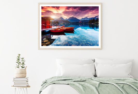 Boats on Lake Scenery Photograph Home Decor Premium Quality Poster Print Choose Your Sizes