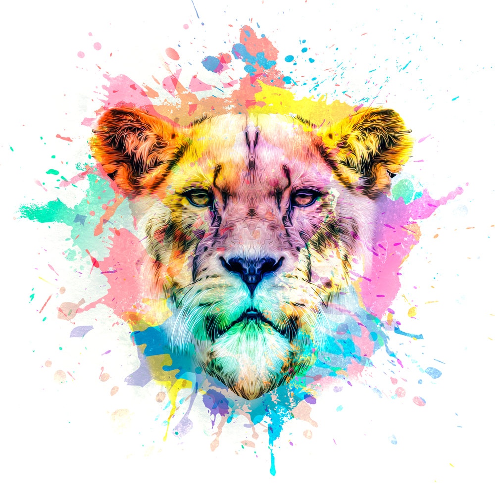 Square Canvas Lion Cub Face Painting High Quality Print 100% Australian Made