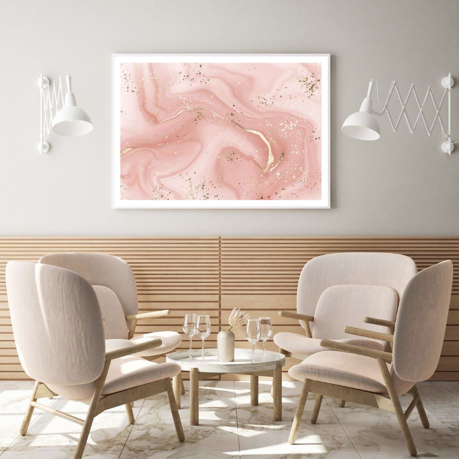 Pink & Gold Abstract Design Home Decor Premium Quality Poster Print Choose Your Sizes