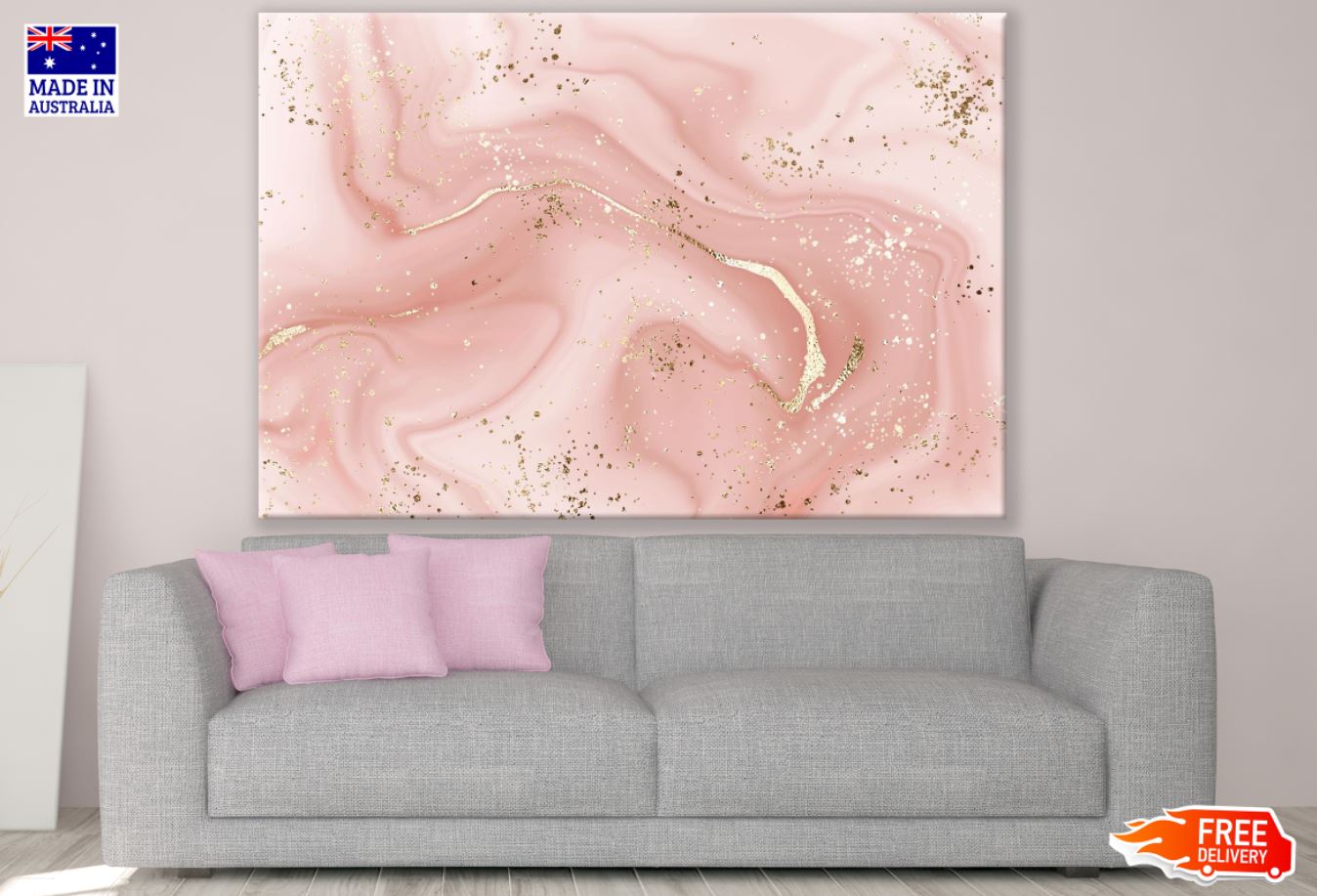 Pink & Gold Abstract Design Print 100% Australian Made
