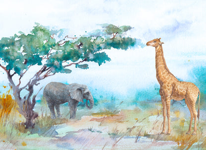 Animals in Forest Watercolor Art Print 100% Australian Made