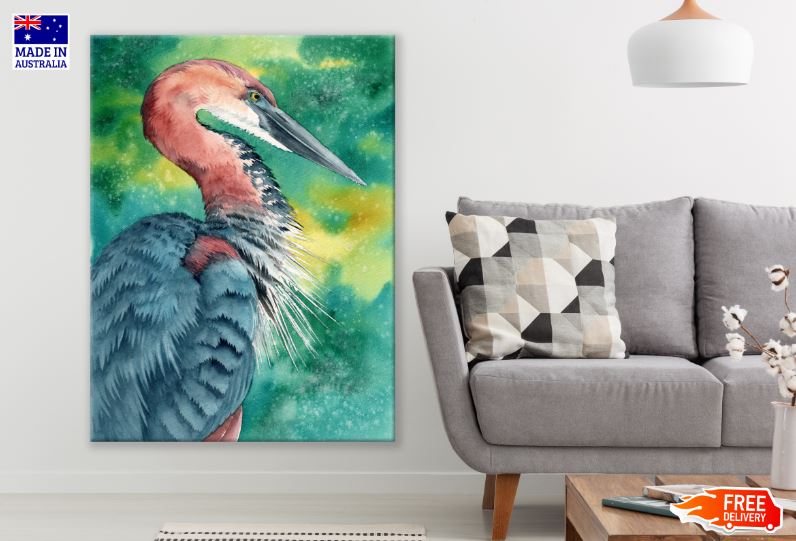 Tricolored Heron with Blue & Purple Feathers Watercolor Painting Print 100% Australian Made