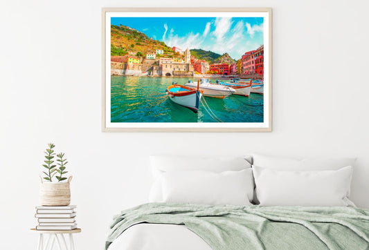 Boats on Sea & Buildings View Home Decor Premium Quality Poster Print Choose Your Sizes