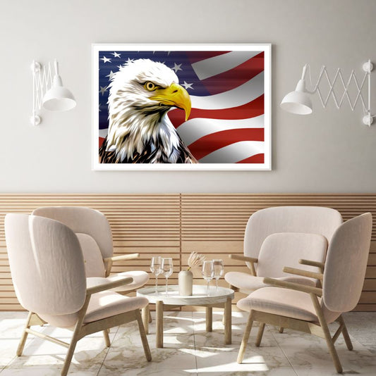 Eagle & USA Flag Digital Painting Home Decor Premium Quality Poster Print Choose Your Sizes
