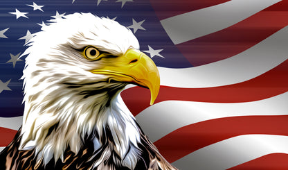 Eagle & USA Flag Digital Painting Home Decor Premium Quality Poster Print Choose Your Sizes