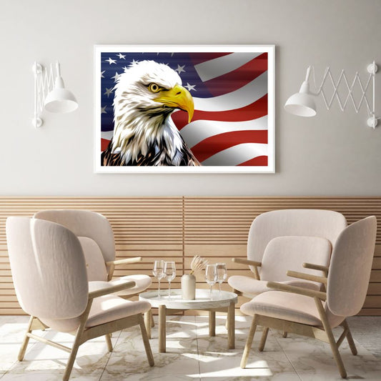 Eagle with US Flag Abstract Art Home Decor Premium Quality Poster Print Choose Your Sizes
