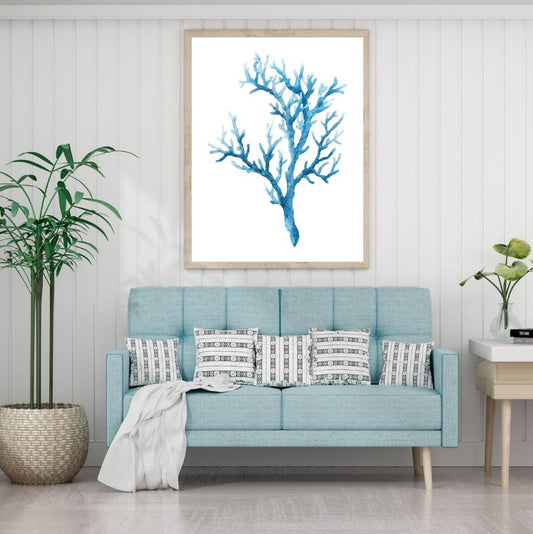 Blue Coral Watercolor Painting Home Decor Premium Quality Poster Print Choose Your Sizes