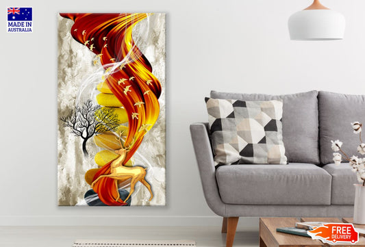 Deer & Tree Abstract Design Print 100% Australian Made