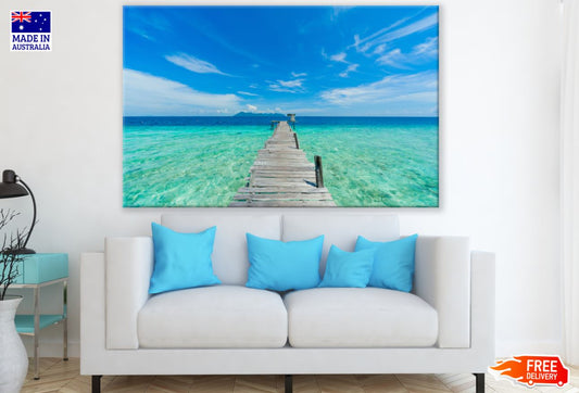Wooden Pier Over Sea Photograph Print 100% Australian Made