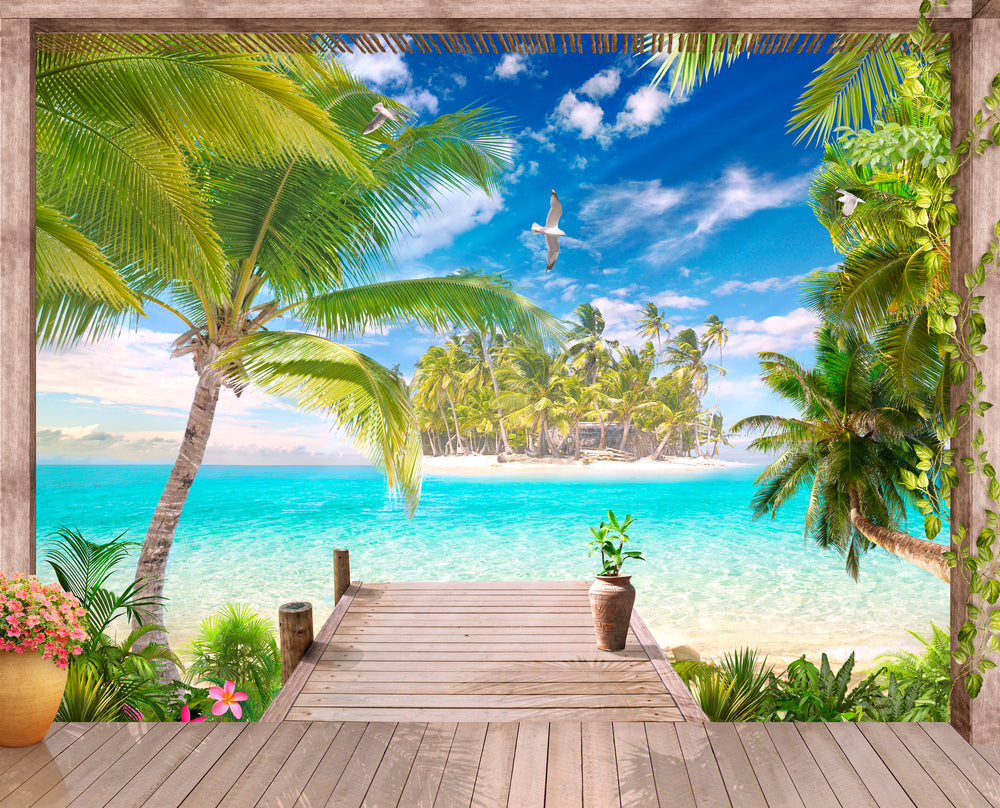 Resort & Sea Scenery Photograph Home Decor Premium Quality Poster Print Choose Your Sizes