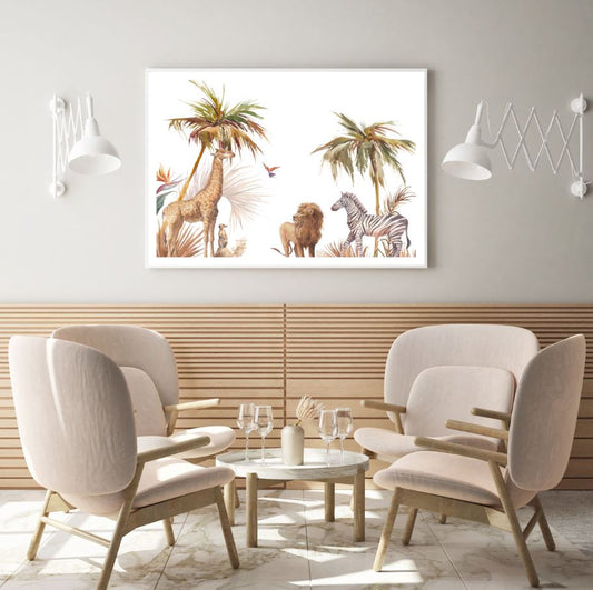 Animals in Forest Watercolor Art Home Decor Premium Quality Poster Print Choose Your Sizes