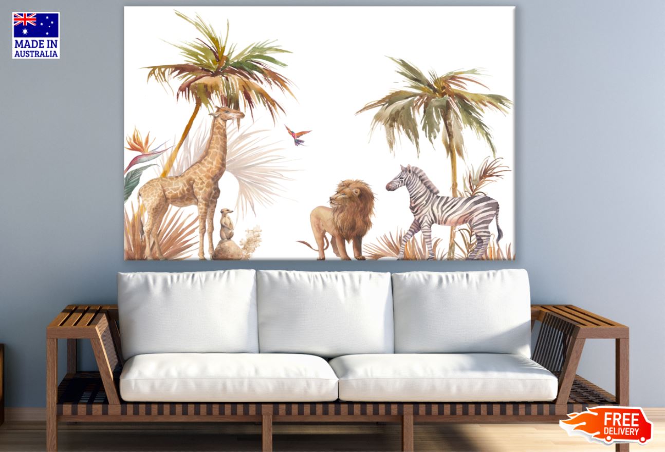 Animals in Forest Watercolor Art Print 100% Australian Made