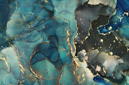 Green Blue & Gold Abstract Design Home Decor Premium Quality Poster Print Choose Your Sizes