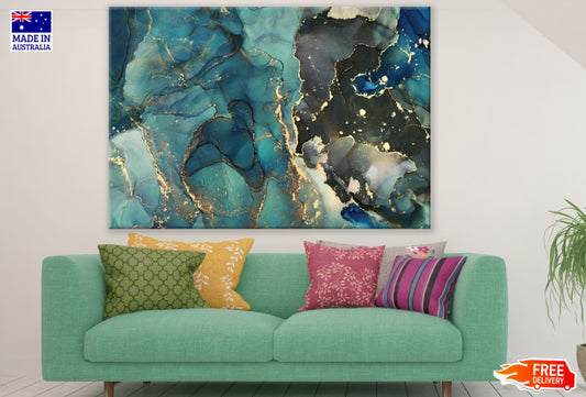 Green Blue & Gold Abstract Design Print 100% Australian Made