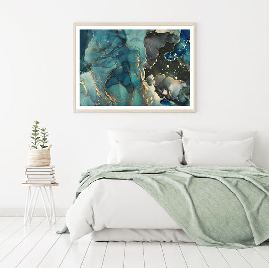 Green Blue & Gold Abstract Design Home Decor Premium Quality Poster Print Choose Your Sizes