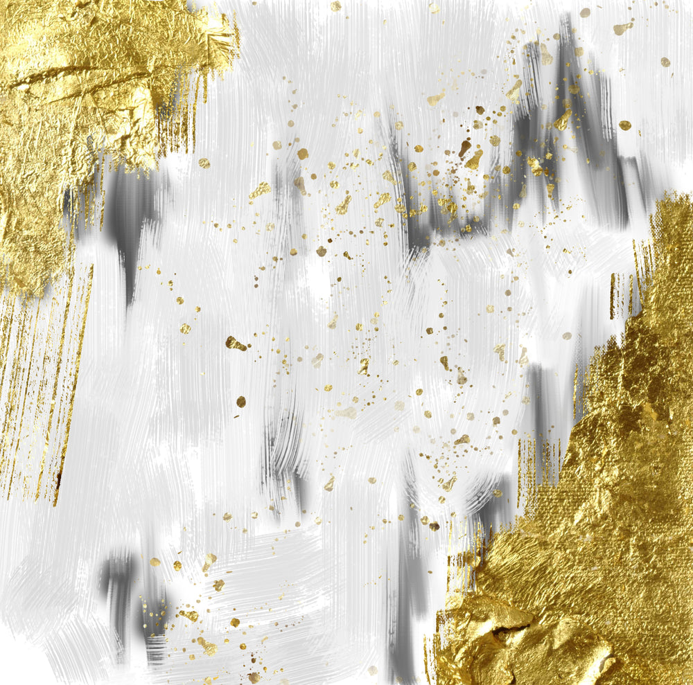 Square Canvas Gold & Grey Abstract Design High Quality Print 100% Australian Made