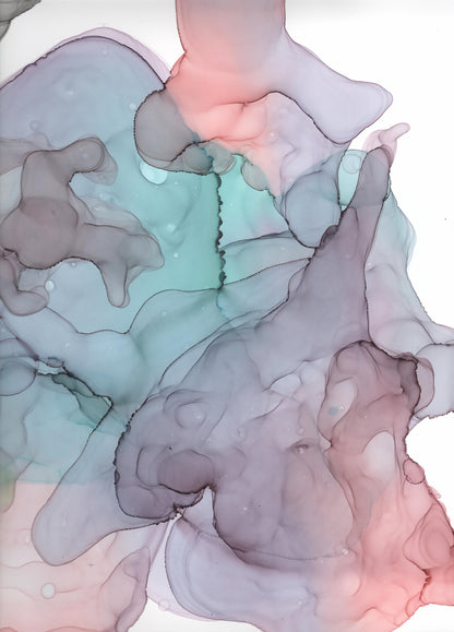Pink Green Abstract Paint Design Print 100% Australian Made