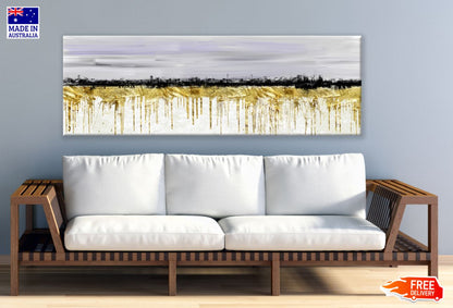 Panoramic Canvas Gold Black & White High Quality 100% Australian Made Wall Canvas Print Ready to Hang