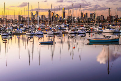 Boats on Bay & City View Home Decor Premium Quality Poster Print Choose Your Sizes