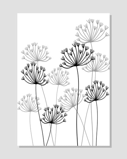 B&W Floral Line Art Print 100% Australian Made