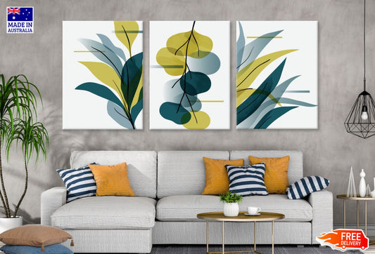 3 Set of Yellow & Green Vector Art High Quality Print 100% Australian Made Wall Canvas Ready to Hang